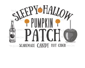 Sleepy Hollow Pumpkin Patch, SVG, PNG Digital File, Candy, Halloween