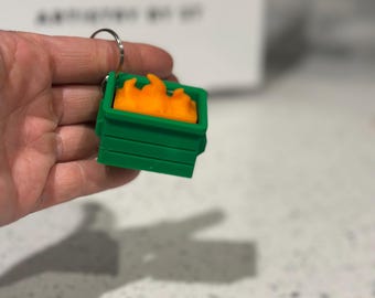 Dumpster Fire Clicker Keychain | Funny 3D Printed Fidget Toy | Stress Relief Clicker | Office Humor Gift | Chaotic Energy Keychain