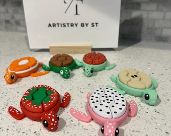 Turtle Fidget Clickers | Fruit Series Keychains and Sensory Toys | Stress Relief for ADHD and Anxiety | 3D Printed Collectibles | Fidget Fun