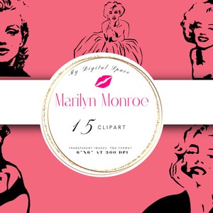 Marilyn Monroe Clipart, Vintage Hollywood, Movie Stars, Fashion Icon, Clip Art, Instant Downloads, Digital Downloads, PNG