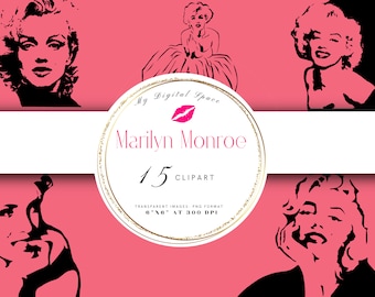 Marilyn Monroe Clipart, Vintage Hollywood, Movie Stars, Fashion Icon, Clip Art, Instant Downloads, Digital Downloads, PNG