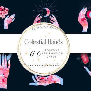 Tarjetas de afirmación de Celestial Hands, tarjetas con citas positivas, tarjetas de afirmaciones, autoestima, confianza, cuidado personal, amor