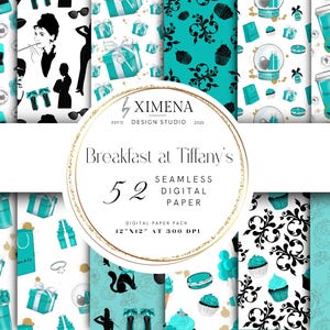 Breakfast at Tiffany&#39;s Seamless Digital Papers PNG / JPG Commercial use, Instant Download, Digital Pattern, Scrapbook Paper, Audrey Hepburn