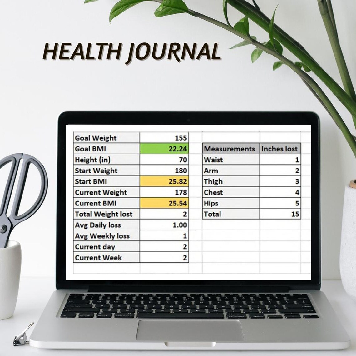 Health Journal Excel Template Optavia Wellness Habit Tracker Etsy
