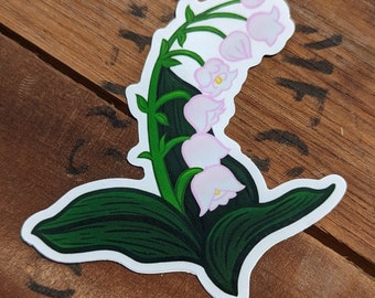 GLOSSY STICKER: Lily of the Valley, Wildflower sticker, Floral sticker