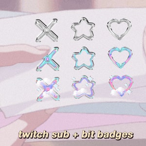 9 holographic heartbreaker twitchsub + bit badges * stream * aesthetic * cute * emo * kawaii * aesthetic * pink * y2k * Panel