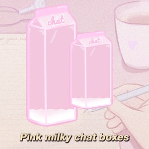 Pink Milky Chat Boxes  ~ 2 Chat Box Overlays Twitch * Milk * Aesthetic * Pixel  * Cute * Bubble* Kawaii * Pastel * Border * Kawaii * Panel