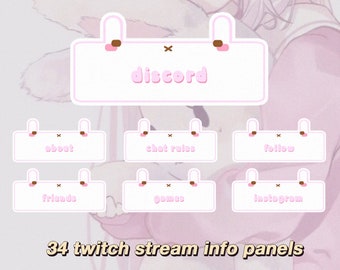 34 Panels Stream  ~ Baby Pink Bunny * Twitch * Rabbit * Aesthetic * Cottagecore  * Cute * Angel * Kawaii * Milk * Pastel