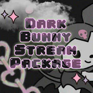 Dark Bunny Stream Package ~ 102 item Twitch * Kawaii * Vaporwave * Aesthetic * Anime * overlays * neon * egirl * y2k * goth * gaming * Panel