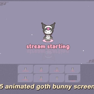 16 goth bunny twitch screens  ~ animated screen package * stream * aesthetic * cute * emo * kawaii * pink * purple * just chatting * * Panel