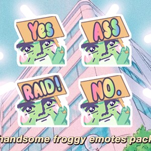 All Handsome froggy emote pack * Twitch * Rainbow * Frog * Kawaii * Streamer * Vaporwave * Aesthetic * Anime * Emote * Panel