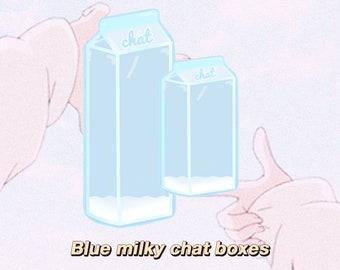 Blue Milky Chat Boxes  ~ 2 Chat Box Overlays Twitch * Milk * Aesthetic * Pixel  * Cute * Bubble* Kawaii * Pastel * Border * Kawaii * Panel