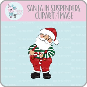 Weihnachtsmann in Hosenträger Clipart/Bild