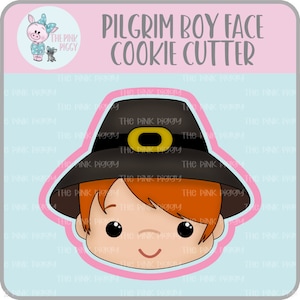 Pilgrim Boy Face Cookie Cutter STL File - Four Inches
