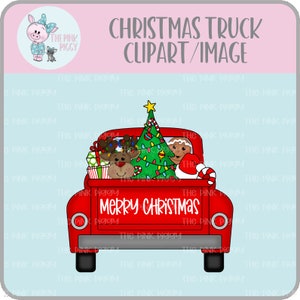Christmas Truck Rear View Clipart/Image