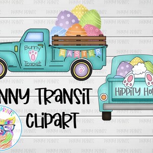 Easter Pickup Truck Clip Art/Graphics/Instant Digital Download/PNG/Printables/Party/Sublimation/Apparel/Vinyl/Designs