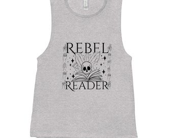 Rebel Readers Ladies’ Muscle Tank Black Logo