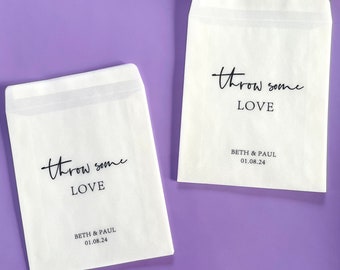 Personalised Biodegradable Glassine Packet | Confetti Packets | Wedding Favours | Confetti Bags | Names Script