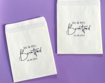 Personalised Biodegradable Glassine Packet | Confetti Packets | Wedding Favours | Confetti Bags | Mr(s) & Mr(s) Calligraphy