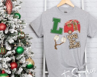 Love Camper Shirt, Camping Shirt, Crhistmas Travel Trailer Shirt, Adventure Shirt, Cute Camping Shirt, Camping Crew Shirt