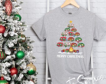 Camper Weihnachtsbaum, Süßes Camper Shirt, Geschenk für sie, Winter Shirt, Camper Weihnachtsshirt