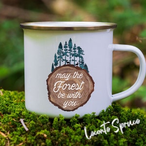 May The Forest Be With You Mug, Camping Mug, Enamel Mug, Camping Gift, Camper Gift