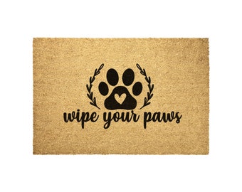 Wipe Your Paws, Door mat, Funny Doormat, Wedding Gift, Housewarming gift, Home Doormat, Welcome mat, Closing gift