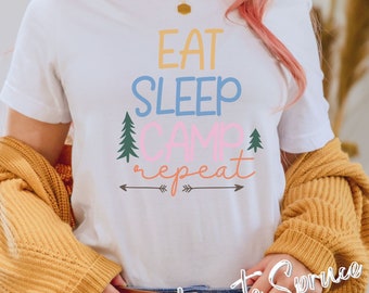 Eat Sleep Camp Repeat T-Shirt, Vacation Shirt, Eat Sleep Camp Repeat Shirt, Adventure Awaits Shirt, Campfire T-Shirt