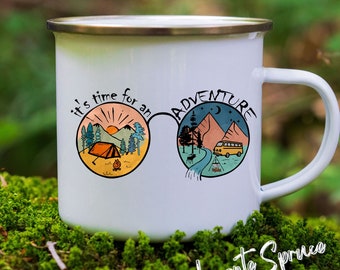 It's Time For An Adventure Camping Mug, Enamel Camping Mug, Camping Crew Mug, Coffee Mug, Adventure Lover Mug