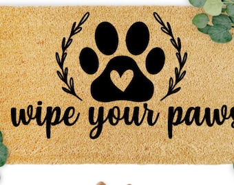 wipe your paws SVG | digital download | svg cut file | dog svg | pawprint svg | paw svg | dog jpg file