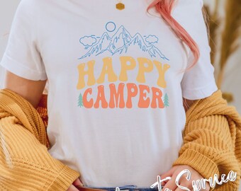 Happy Camper Shirt, Womens Camping Shirt, Nature Shirt, Camping Shirt, Hiking Shirt, I love Camping Shirt