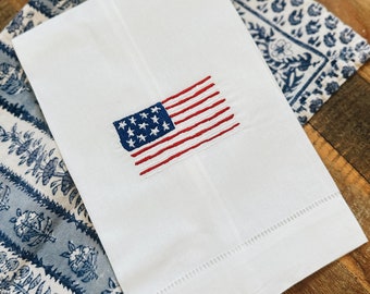 American Flag Linen Tea Towel