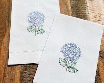Hydrangea Linen Tea Towel