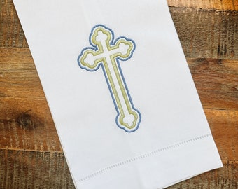 Easter Cross Linen Tea Towel