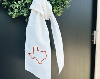 Texas Wreath Sash - White/Burnt Orange