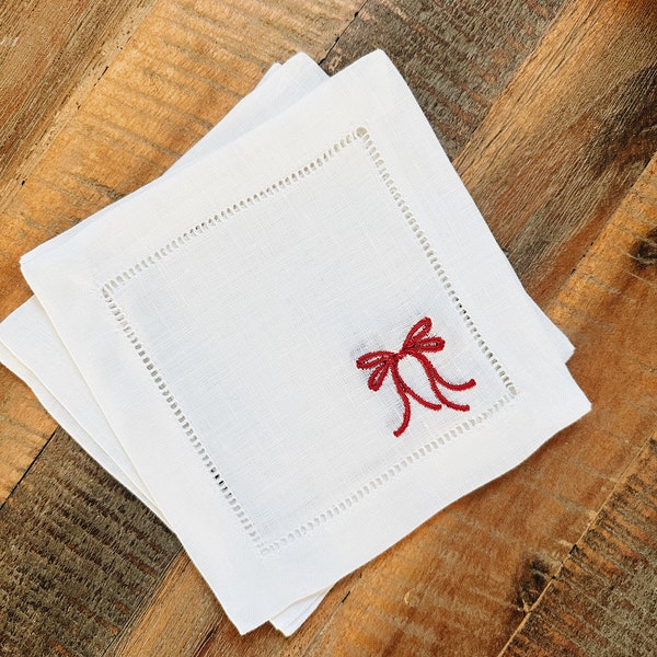 Simple Bow Linen Cocktail Napkins