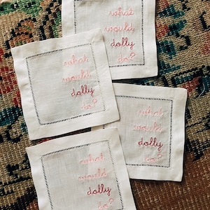What Would Dolly Do? Linen Cocktail Napkins