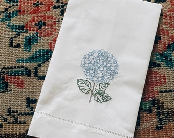 Hydrangea Linen Tea Towel