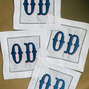 Two Letter Linen Cocktail Napkins - Western Shadow
