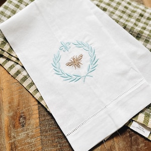 Fleur De Lis Bee Linen Tea Towel