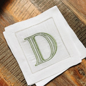 Single Letter Monogram Linen Cocktail Napkins - Ryan