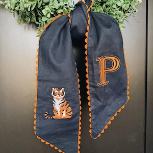 Tiger Navy with Orange Ric Rac Wreath Sash