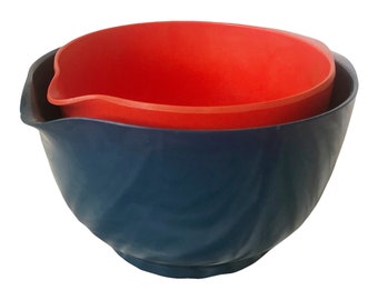 Rosti Mixing Bowls Pair of Vintage Bowls Red & Blue Melamine Bowls