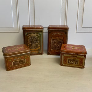 Vintage Tin Kitchen Canister Set