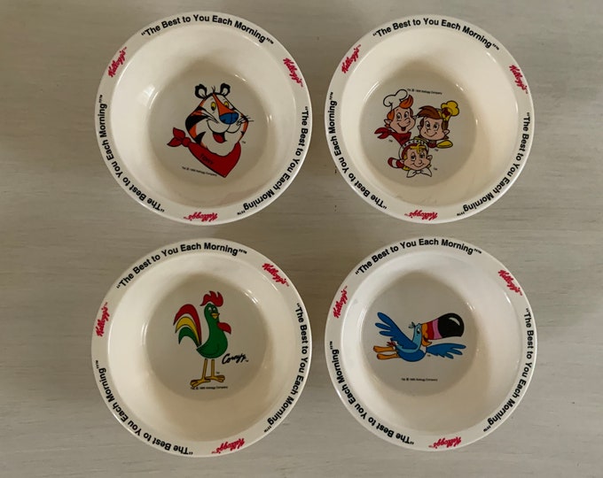 Vintage Kellogg's Cereal Bowls Set of 4 Etsy