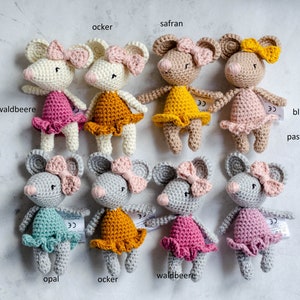 Gehäkelte Ballerina Maus Margot  | aus 100% Bio Baumwolle  | in Wunschfarben bestellbar  | personalisierbar  | Weihnachtsgeschenk