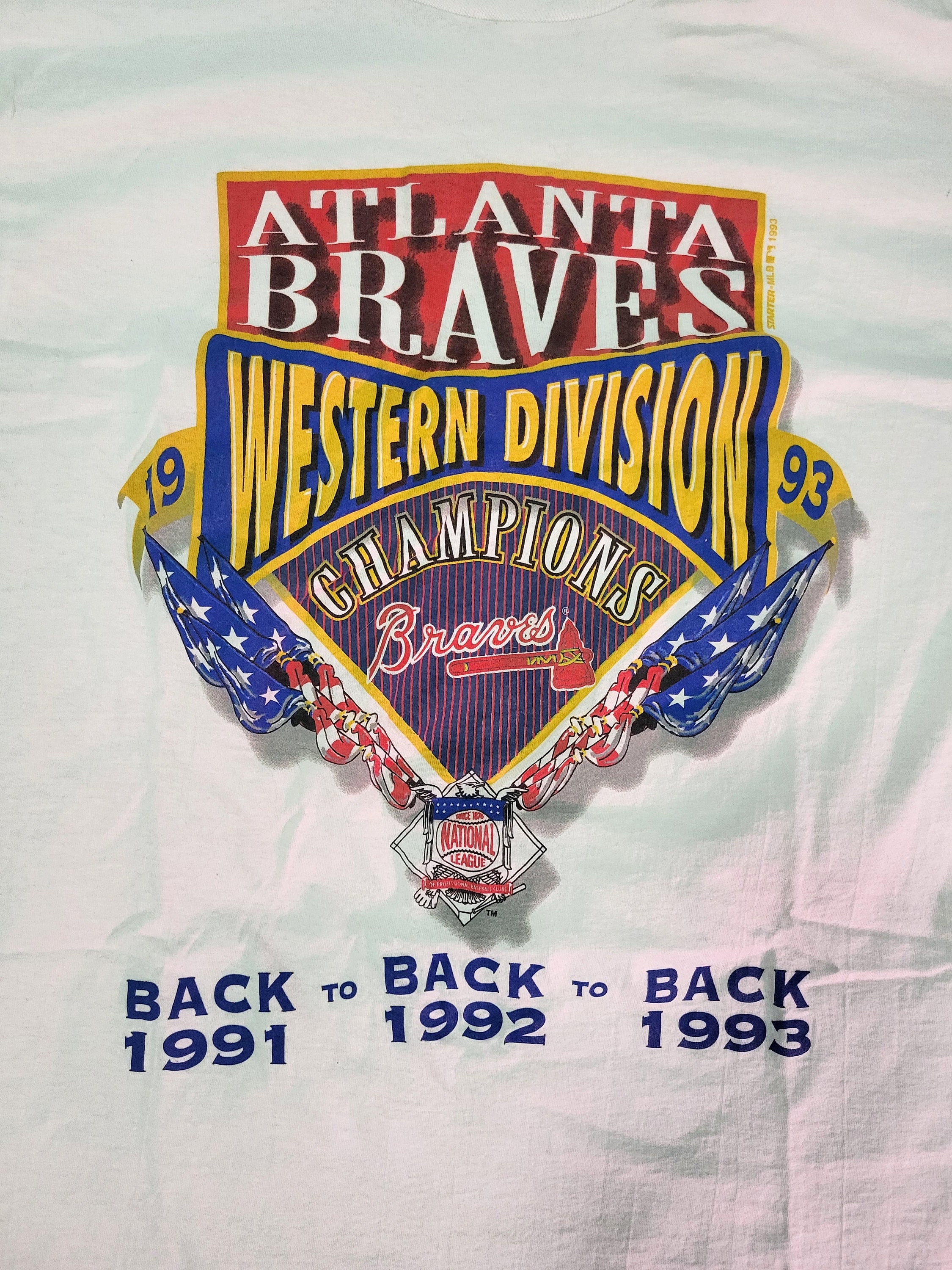 VINTAGE 1993 Atlanta Braves Western Division Champions T-shirt 