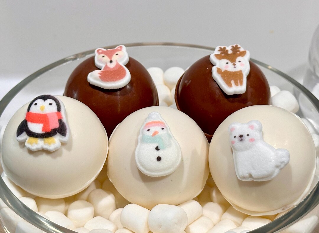 Holidays Hot Chocolate Bombs - Winter Friends - Box of 5 Sweet Cocoa ...