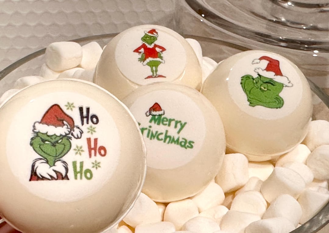 Christmas Hot Chocolate Bombs - Merry Grinch - Box of 4 Sweet Cocoa ...