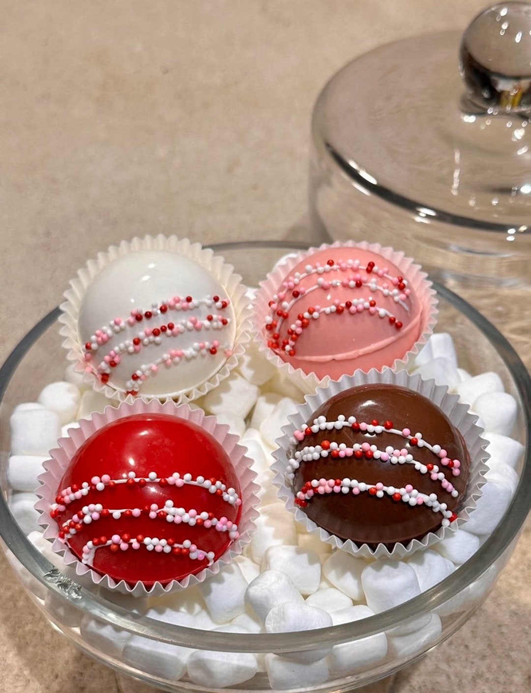 Hot Chocolate Bombs - Valentine Sprinkles - Box of 4 Sweet Cocoa Bombs ...
